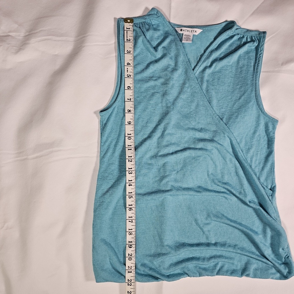 Athleta Breezy Wrap Tank Top Women's Small Blue Sleeveless Surplice Stretch - Picture 4 of 8